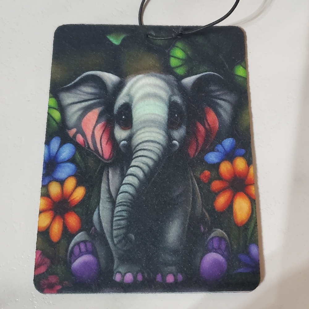 Elephant & Flowers Car Air Freshener